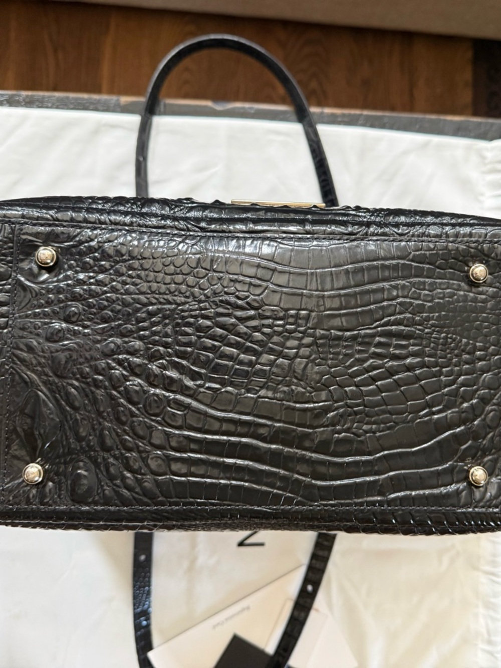 Brahmin Ashlee Tote Black Croc Embossed Leather EUC Like New Large Bag - Picture 5 of 12